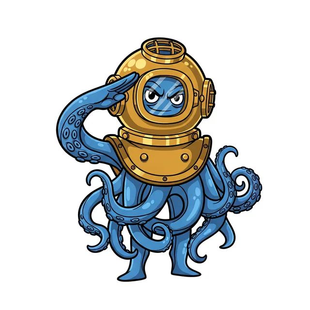 Captain Calamari, the Precise Splash Crew mascot